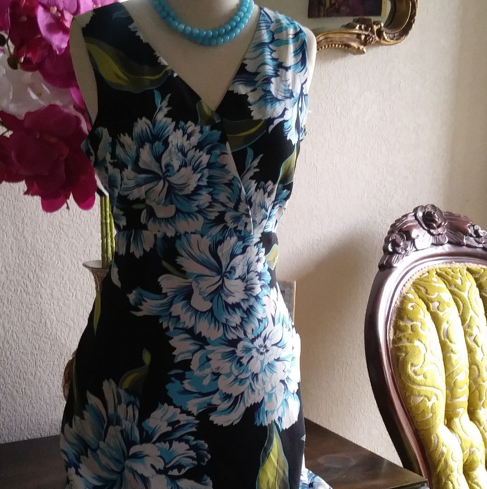 White and Blue Flower Dress